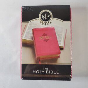 KJV Large Print Compact Bible Pink Faux Leather Bible Ribbon NEW Shrink Wrap!!!